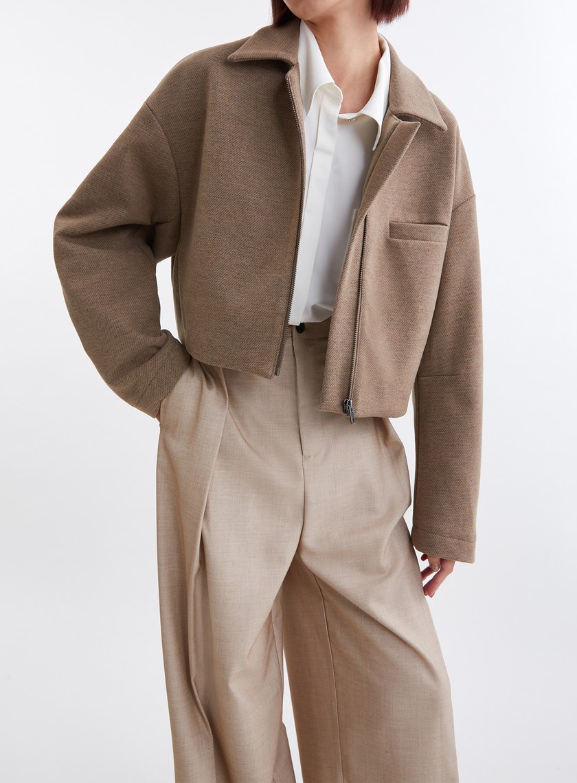 時髦斜紋毛絨飛行員夾克