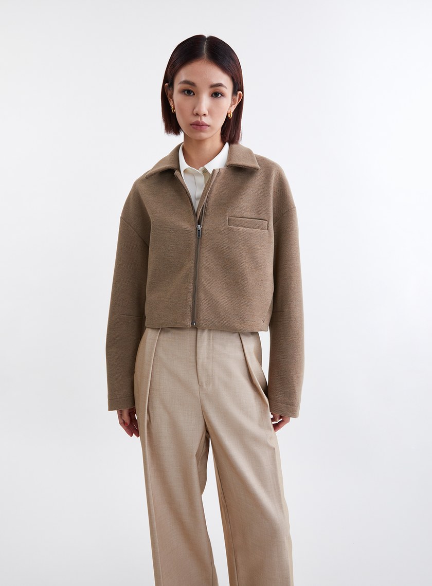 時髦斜紋毛絨飛行員夾克