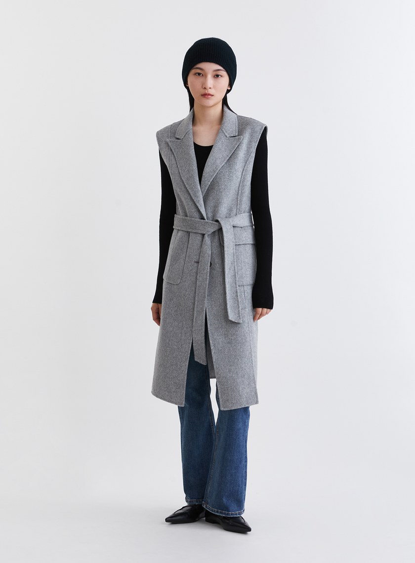 質感羊毛雙面呢長版西裝背心