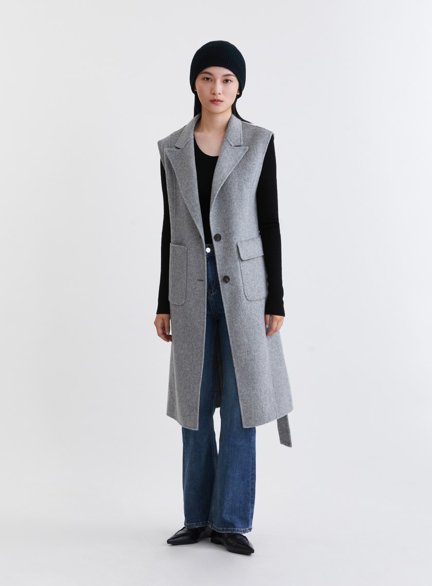 質感羊毛雙面呢長版西裝背心