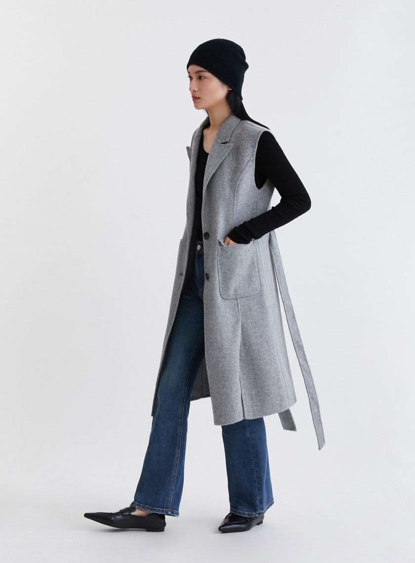 質感羊毛雙面呢長版西裝背心