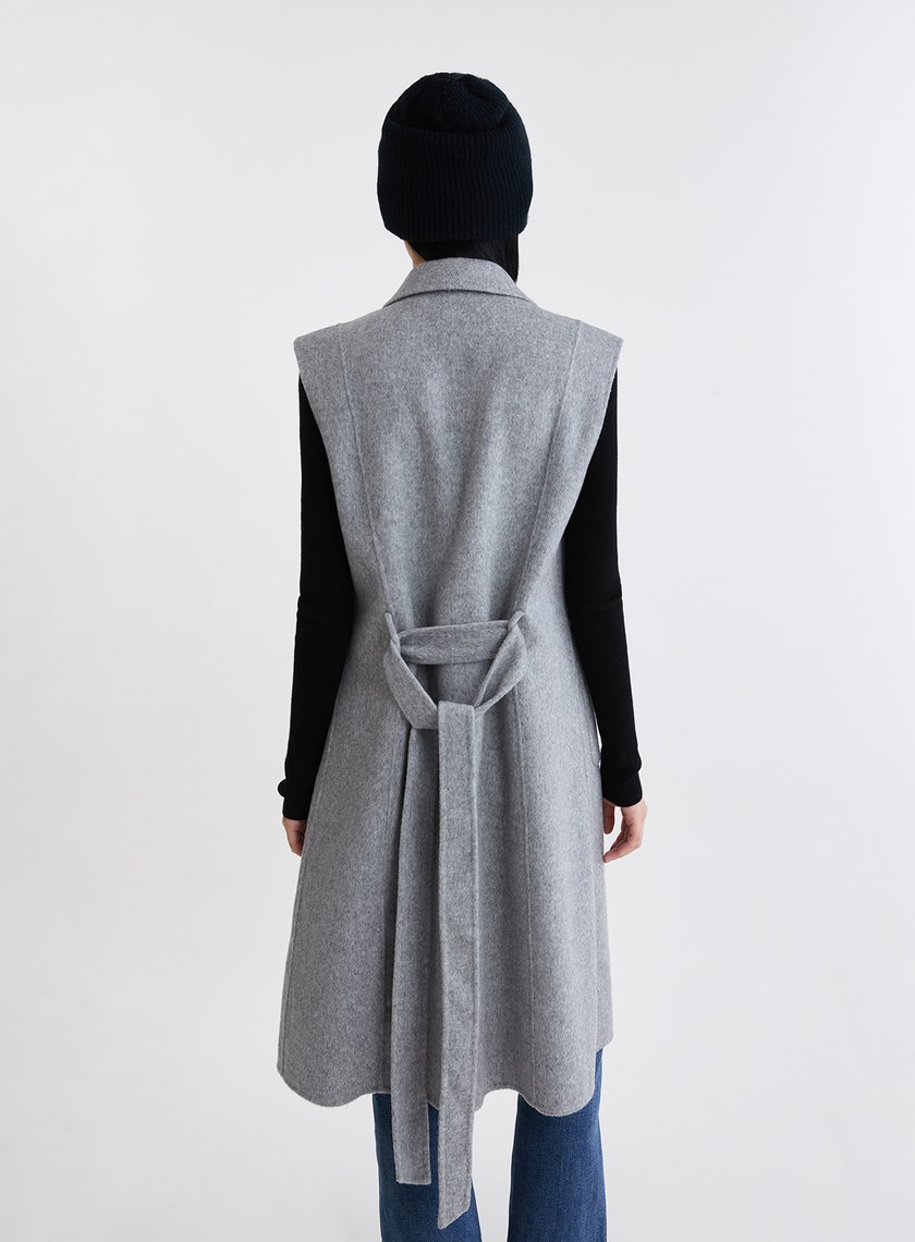 質感羊毛雙面呢長版西裝背心