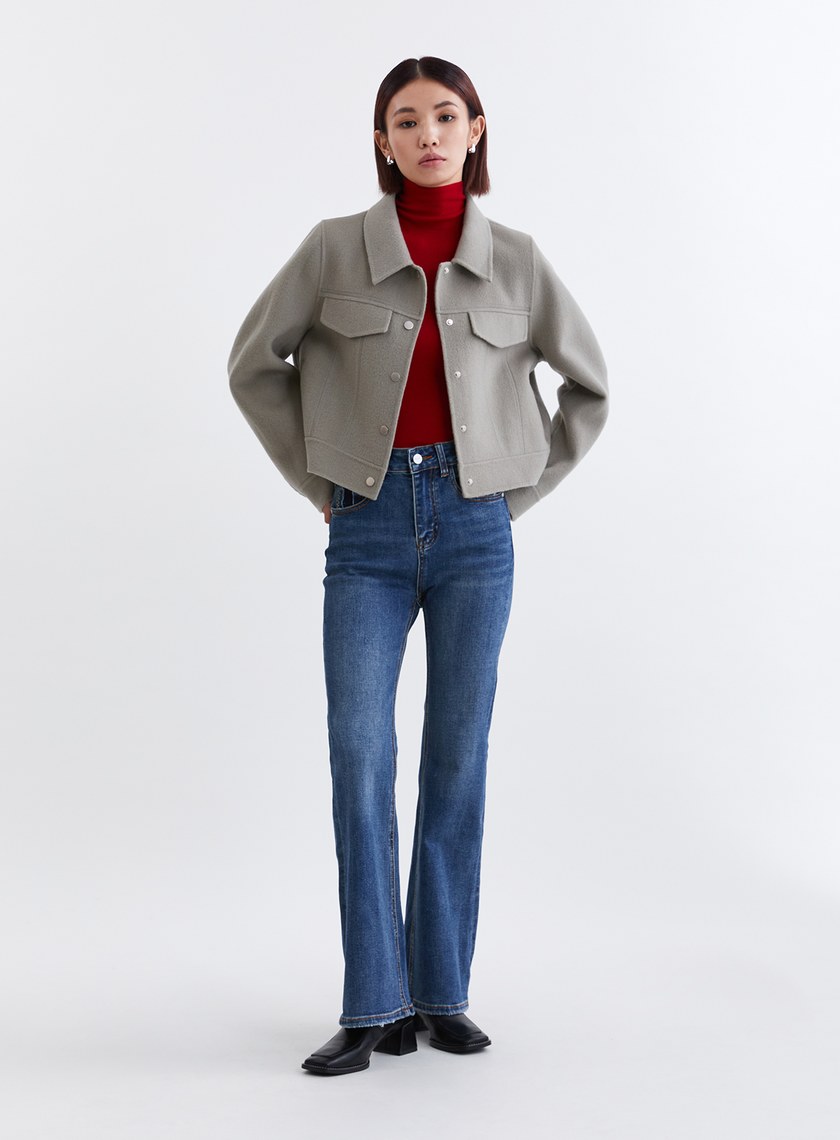 率性工裝風羊毛雙面呢夾克