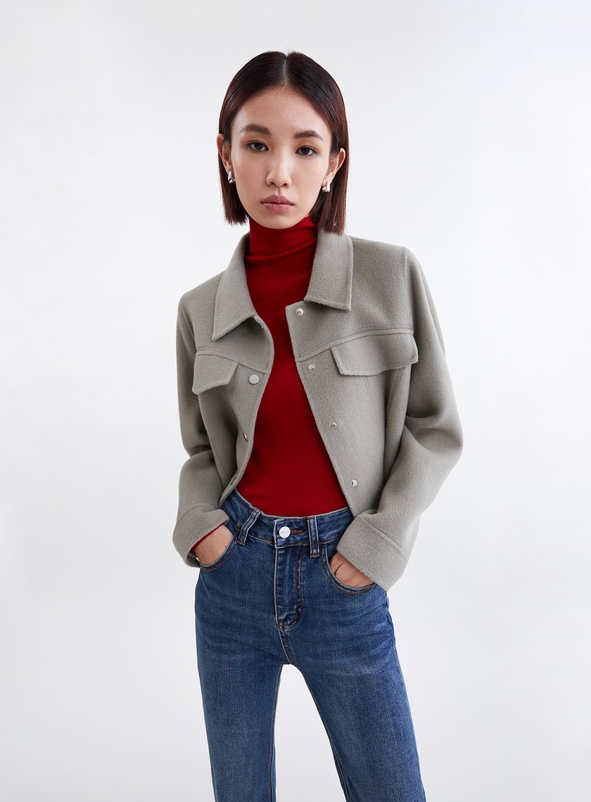 率性工裝風羊毛雙面呢夾克