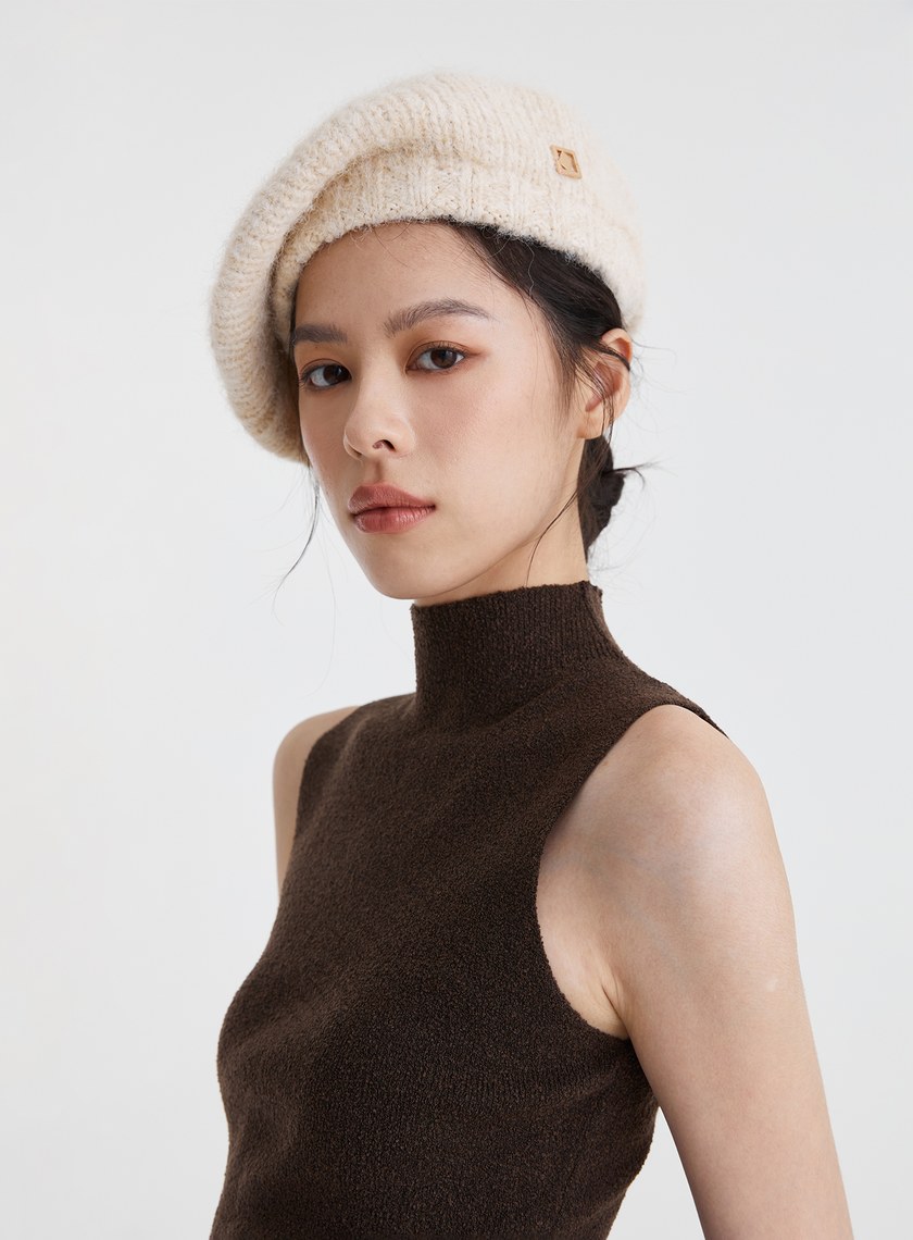 蓬鬆柔軟針織貝蕾帽