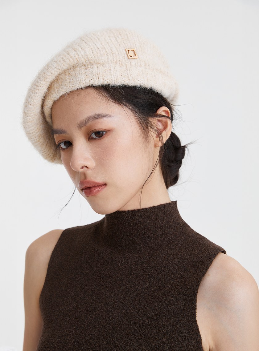 蓬鬆柔軟針織貝蕾帽