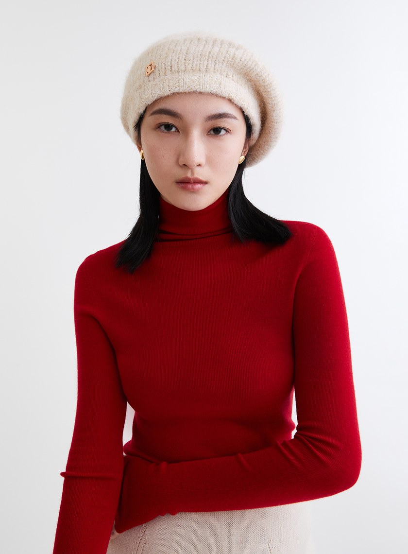 蓬鬆柔軟針織貝蕾帽