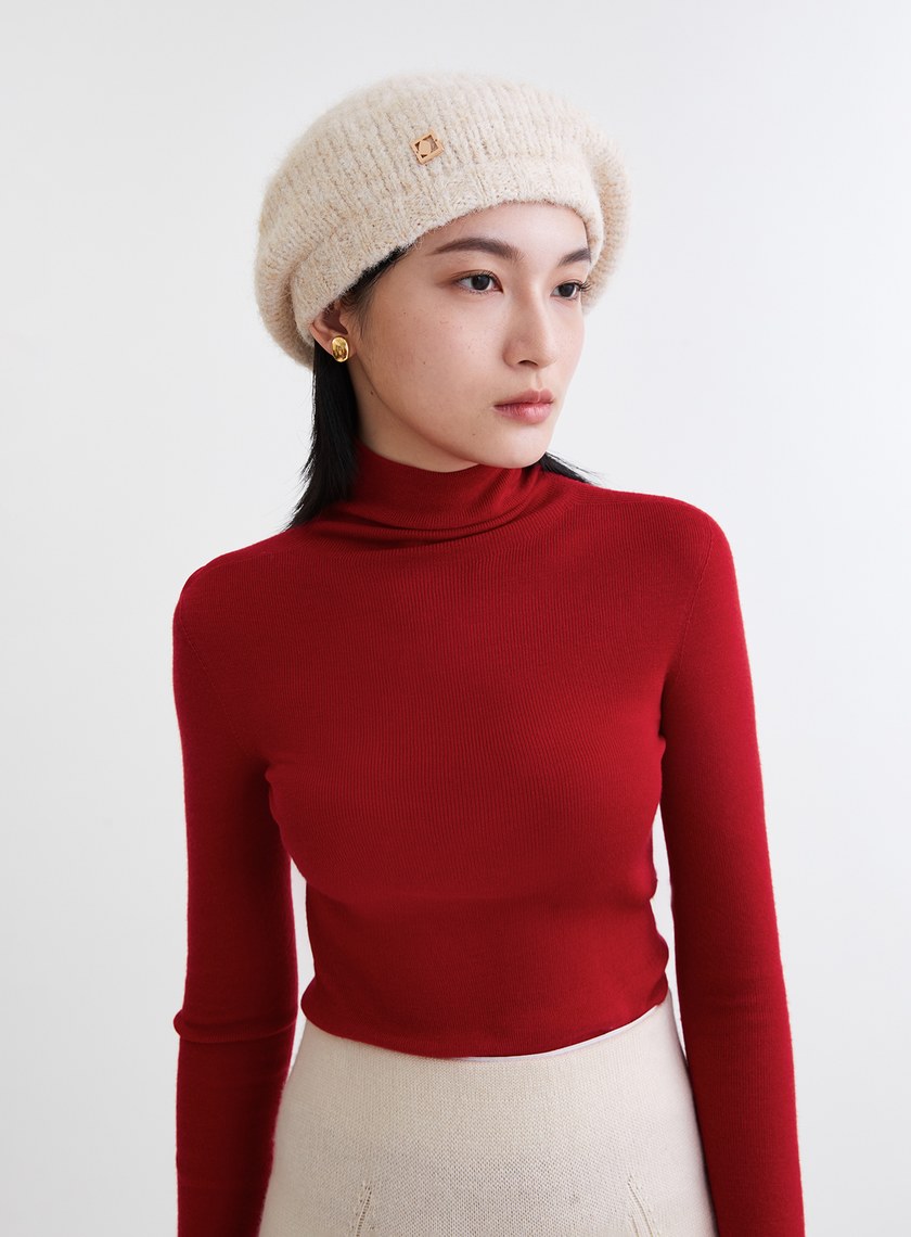 蓬鬆柔軟針織貝蕾帽