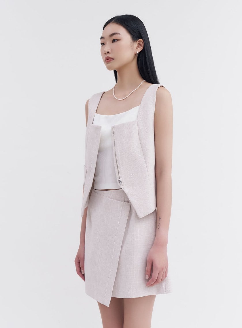 雙色織紋輕柔寬肩帶背心