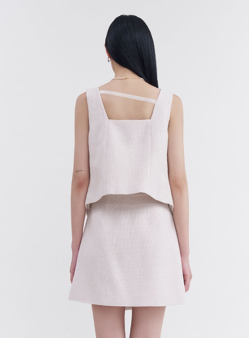 雙色織紋輕柔寬肩帶背心