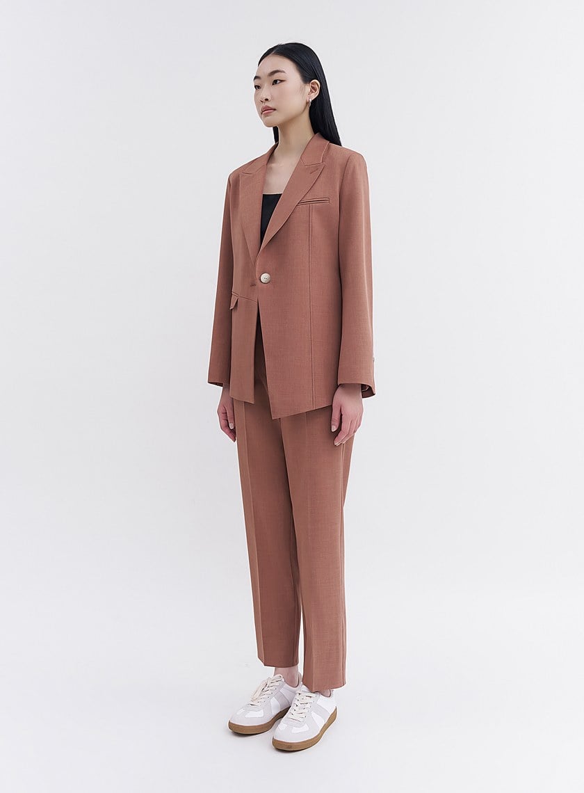 經典修身九分錐形西裝褲