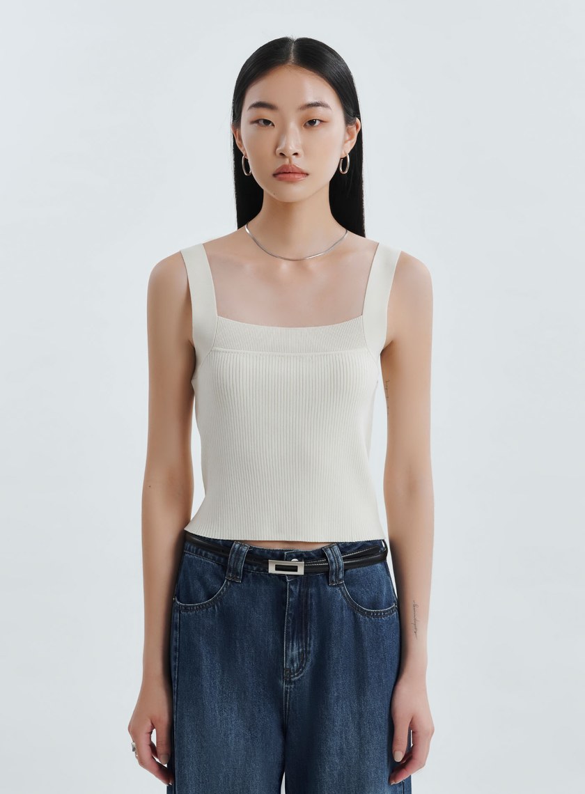 氣質經典寬肩帶針織背心