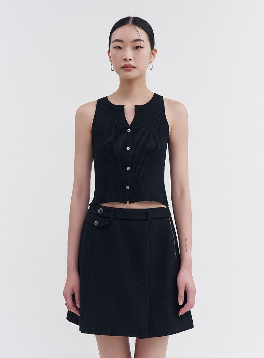 可機洗亨利領羊毛背心