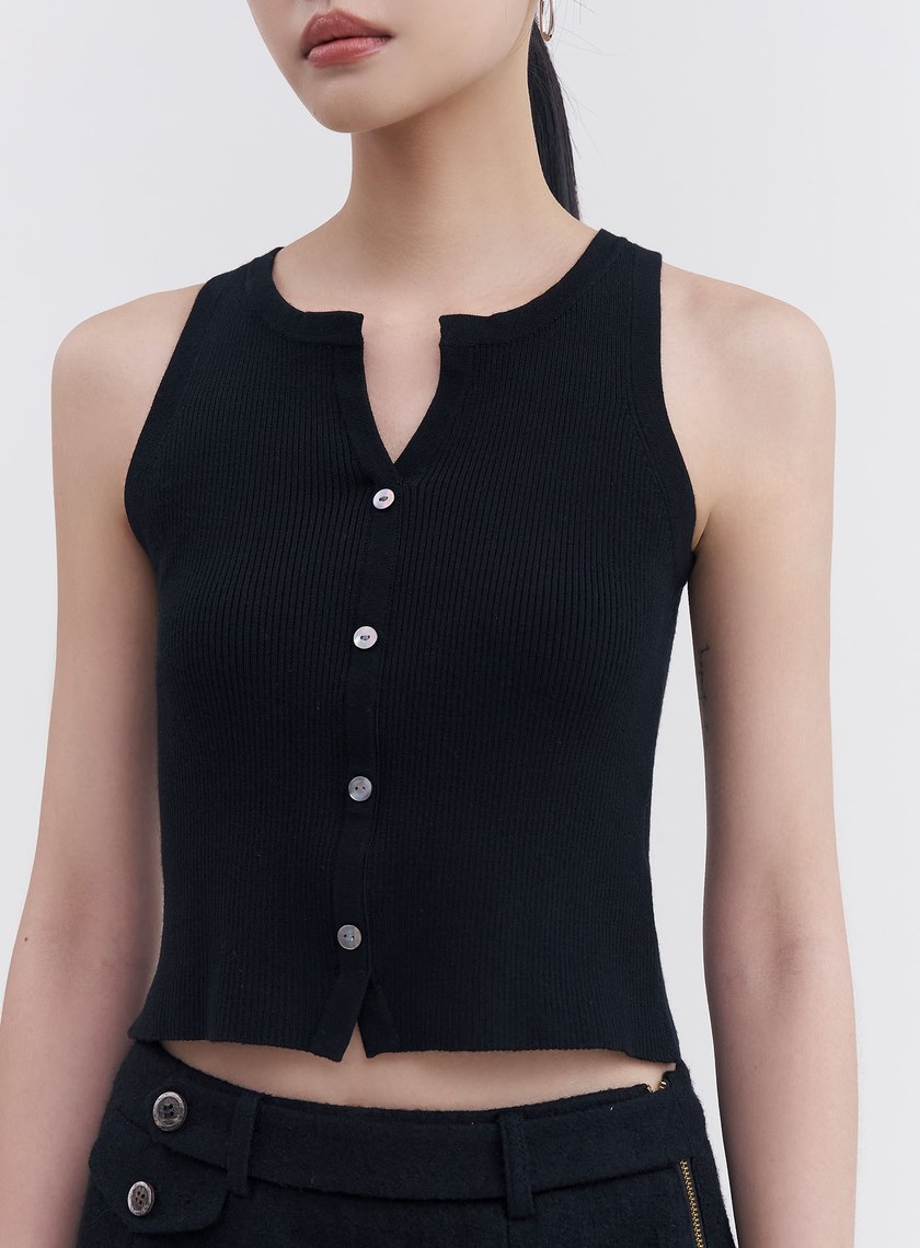 可機洗亨利領羊毛背心