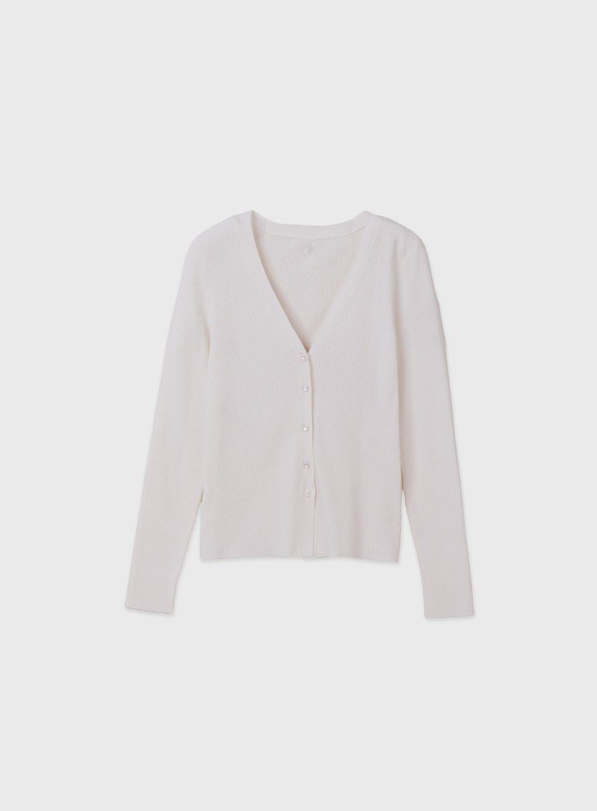 清涼羅紋 V 領開襟針織罩衫