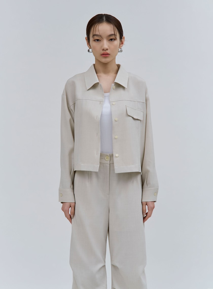 個性雙色織紋襯衫外套