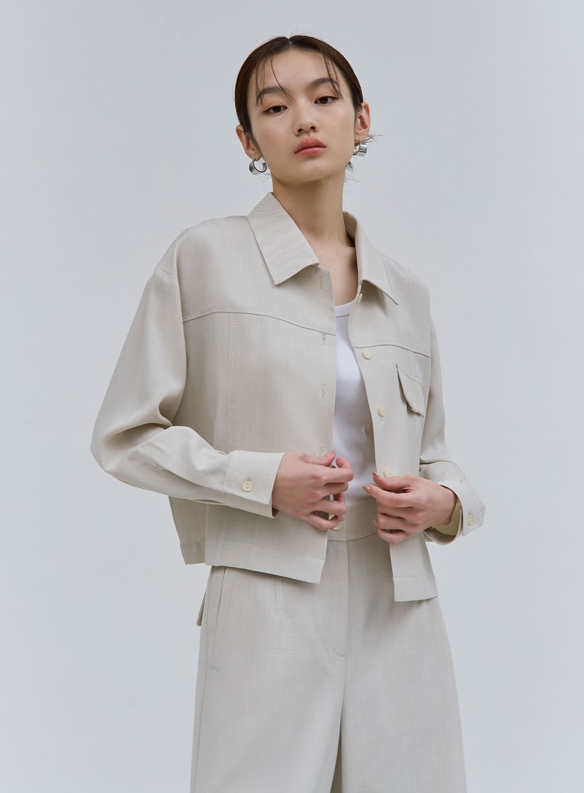 個性雙色織紋襯衫外套