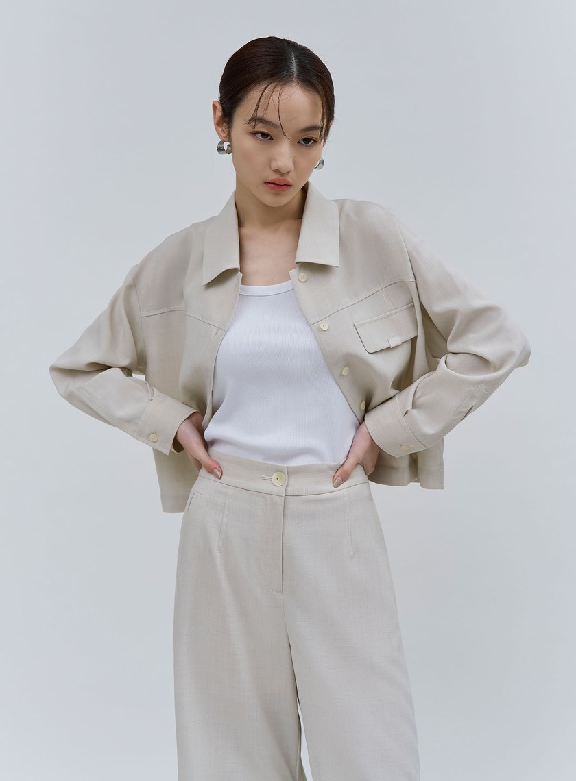 個性雙色織紋襯衫外套