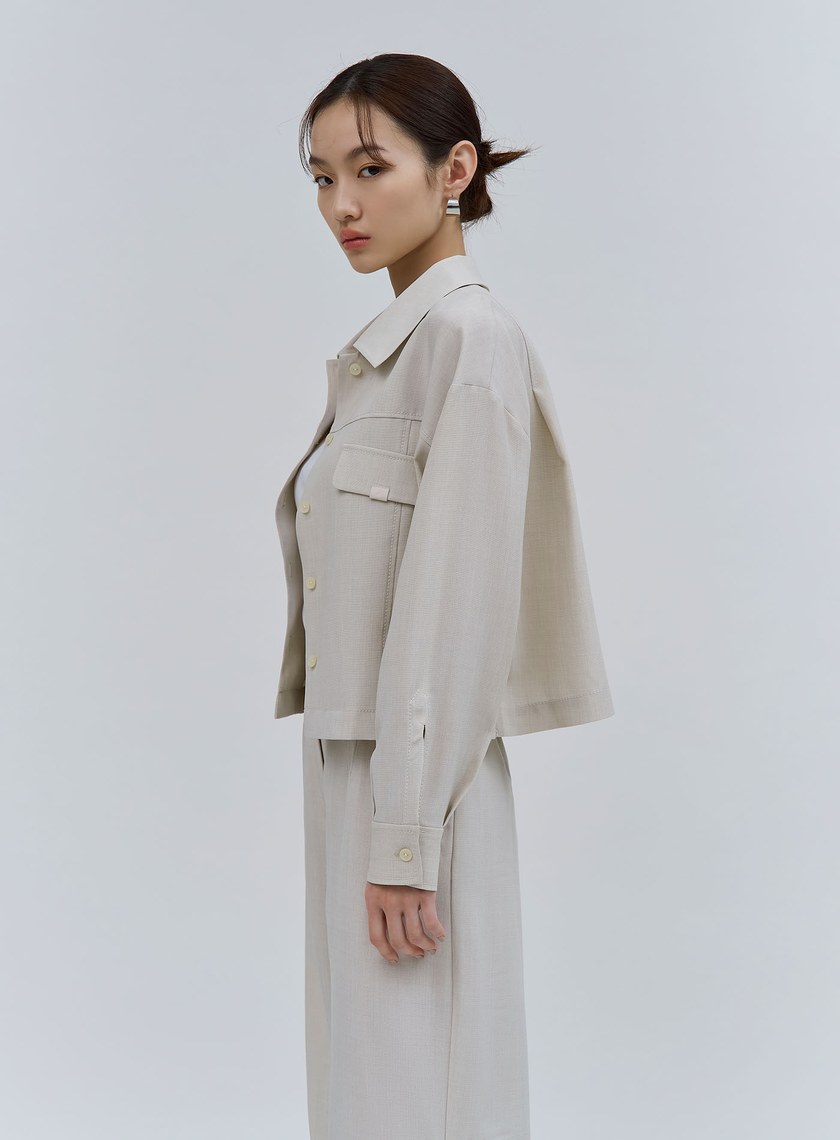 個性雙色織紋襯衫外套