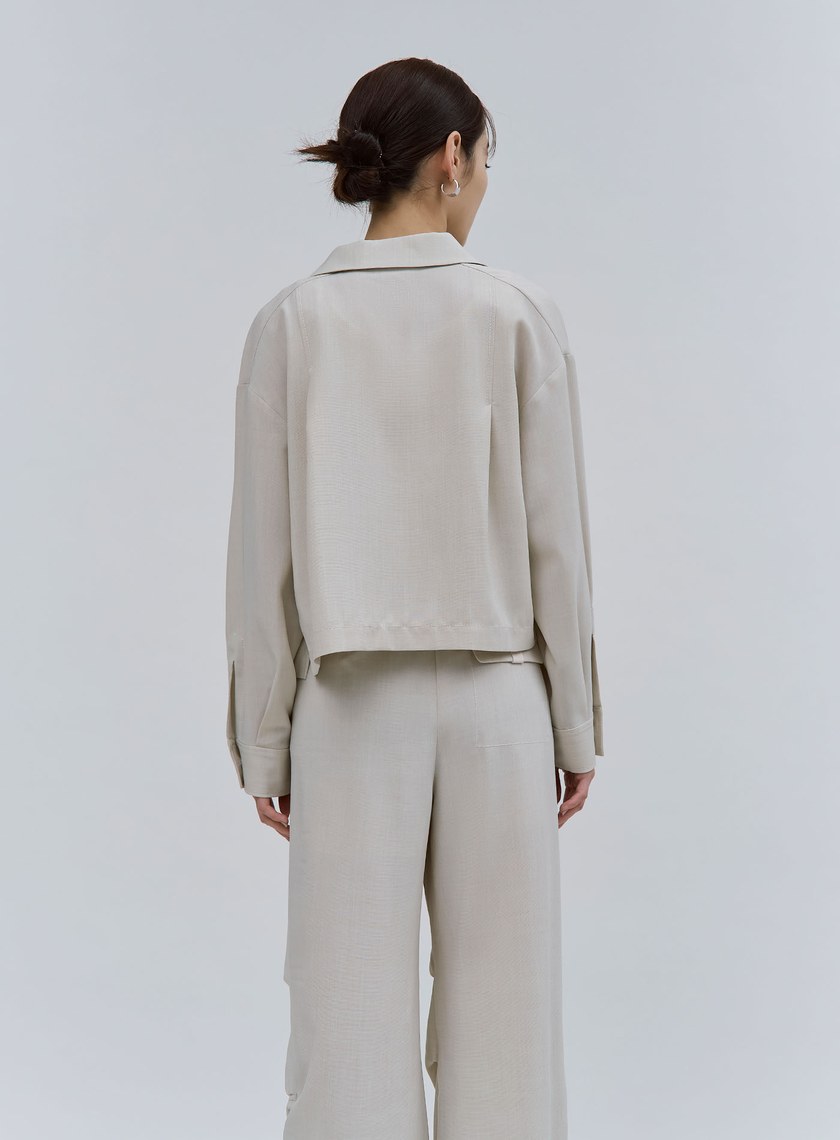 個性雙色織紋襯衫外套