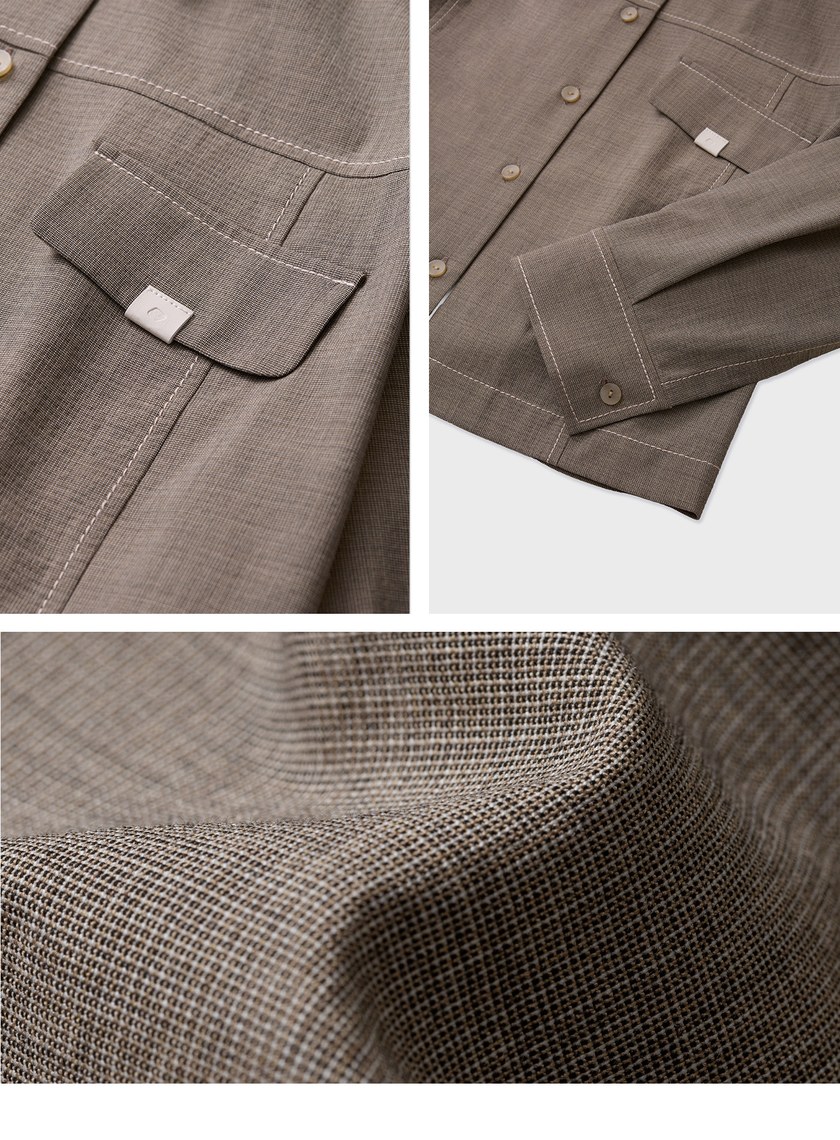 個性雙色織紋襯衫外套