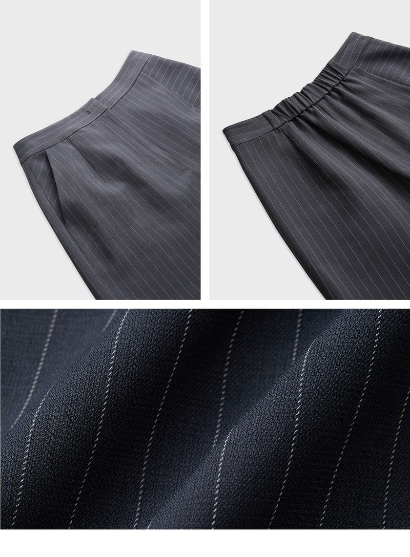 率性細條紋活片短褲