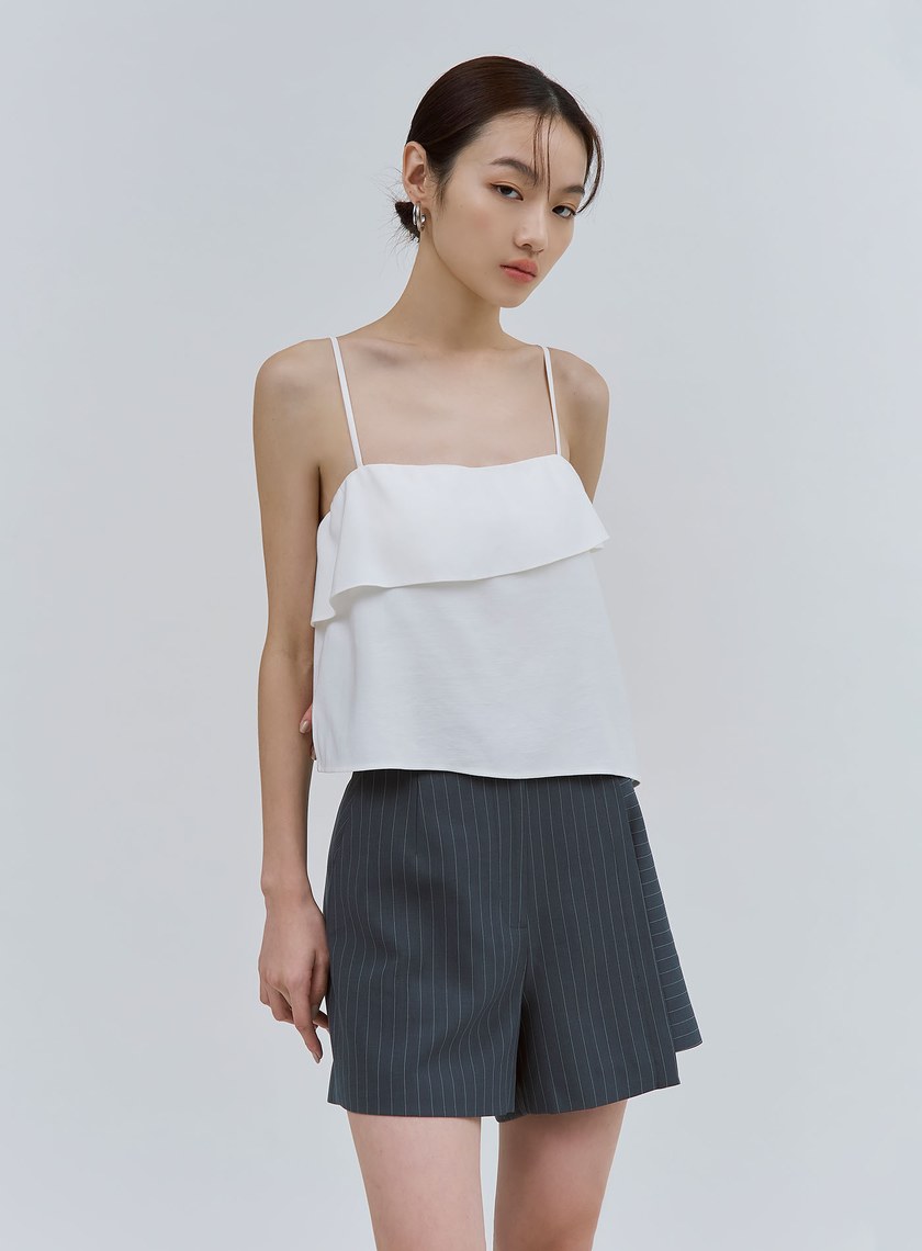 率性細條紋活片短褲