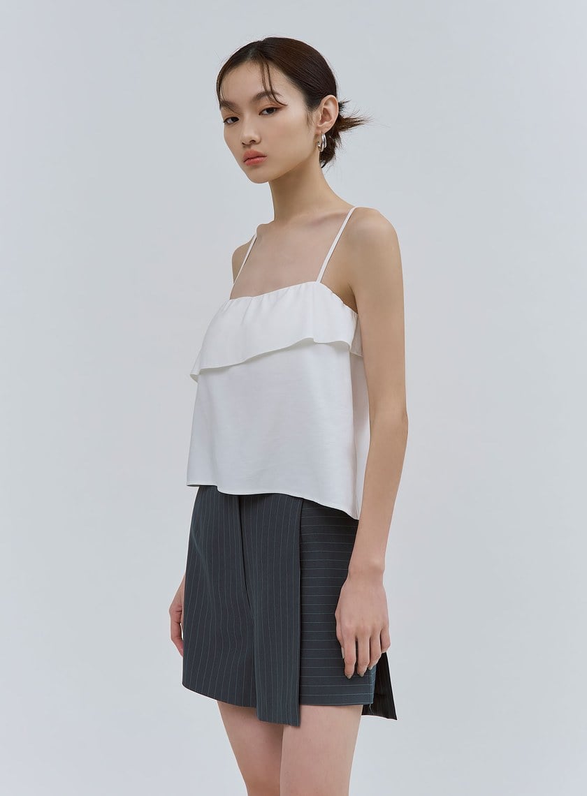 率性細條紋活片短褲