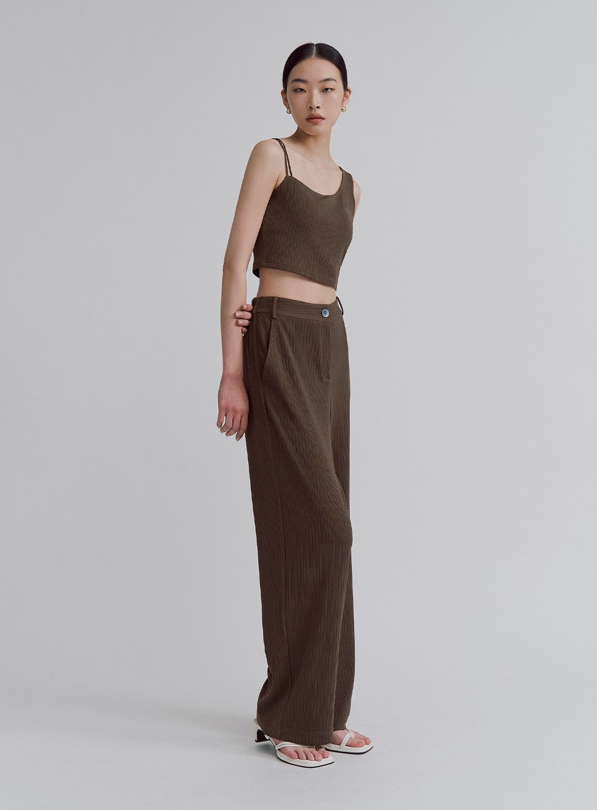 細坑條柔彈西裝長褲