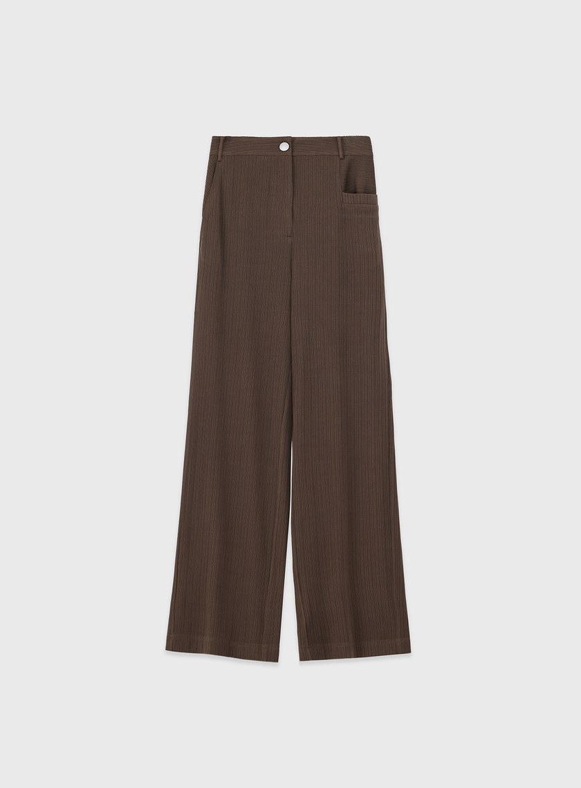 細坑條柔彈西裝長褲