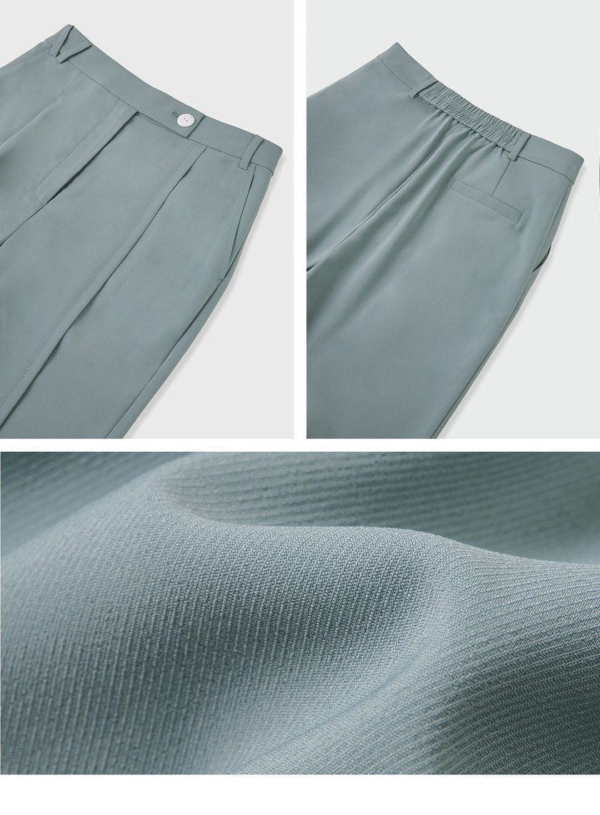 修身不對稱平塔克錐形褲