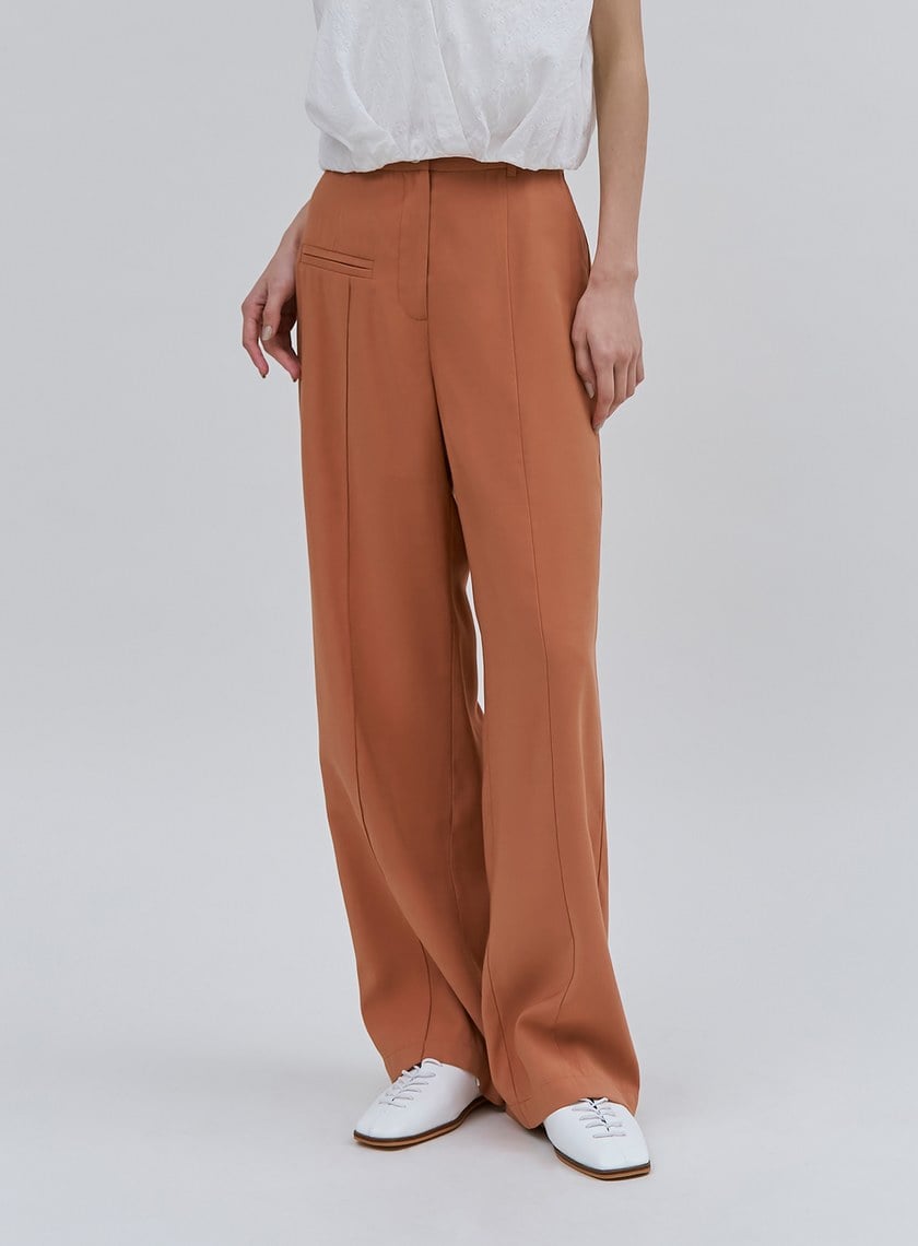 修身不對稱中線直筒褲