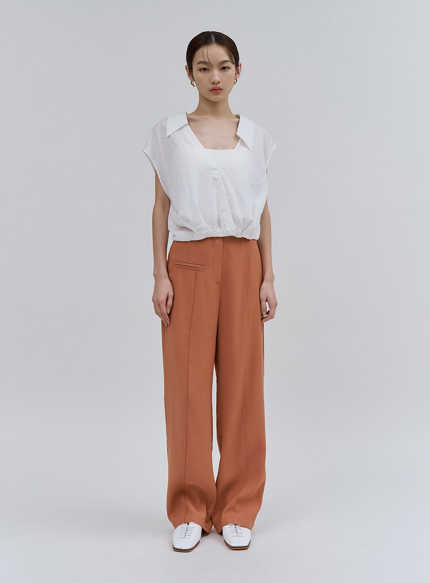 修身不對稱中線直筒褲