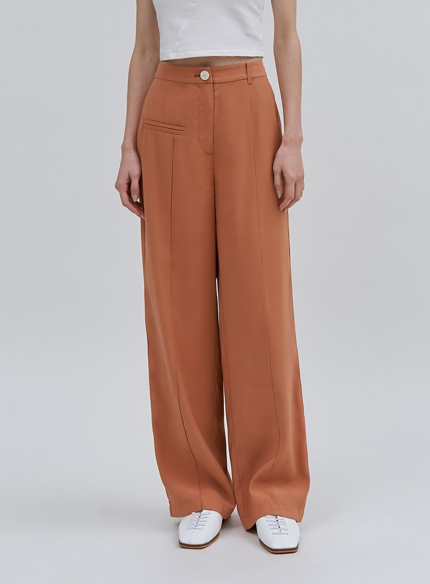 修身不對稱中線直筒褲