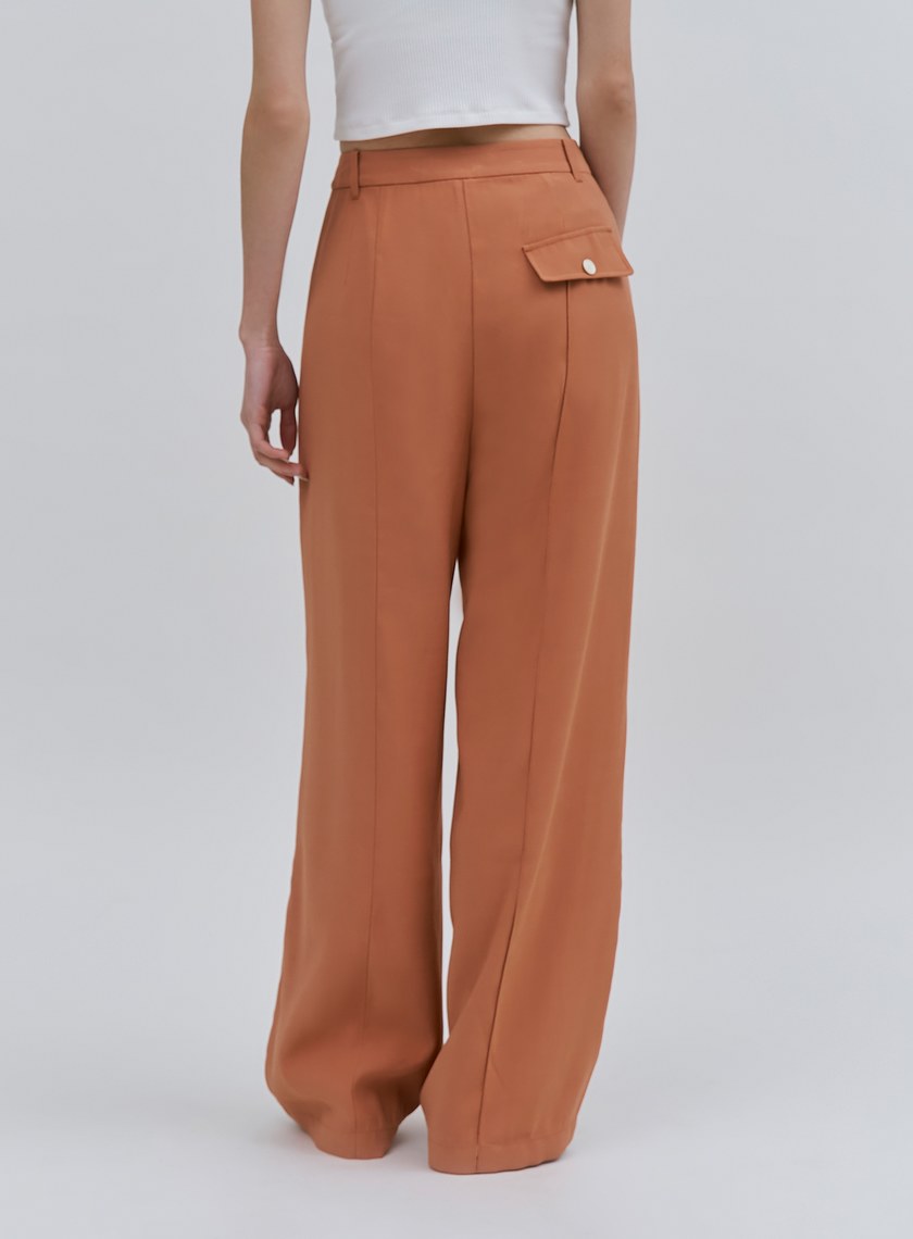 修身不對稱中線直筒褲