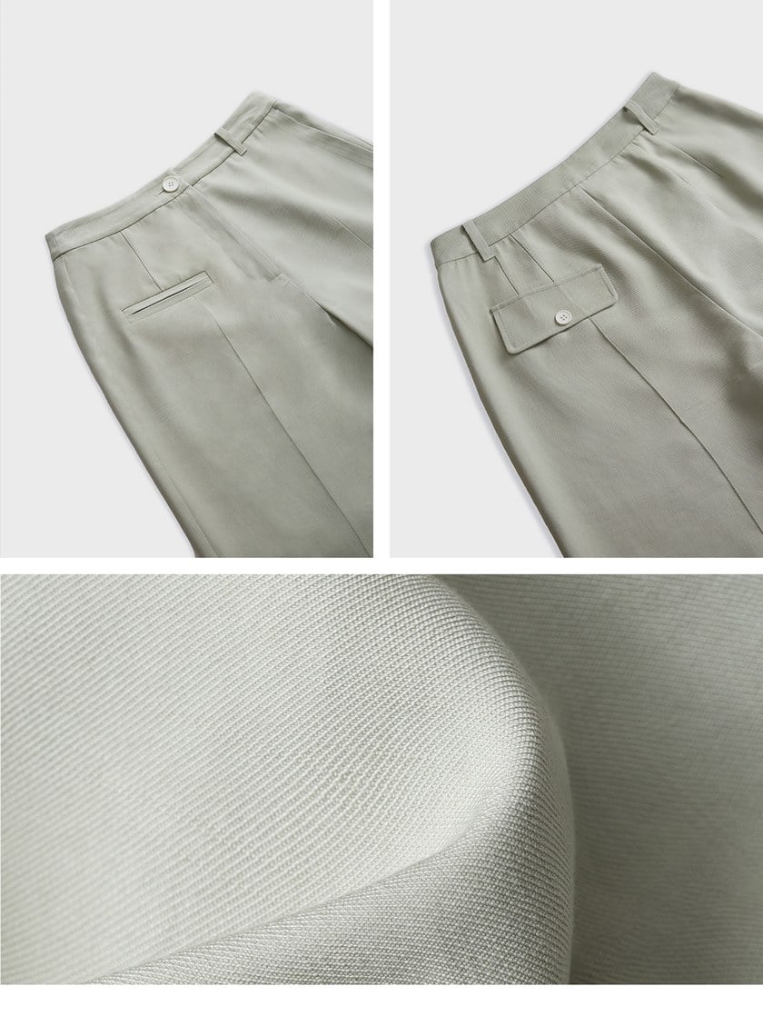 修身不對稱中線直筒褲