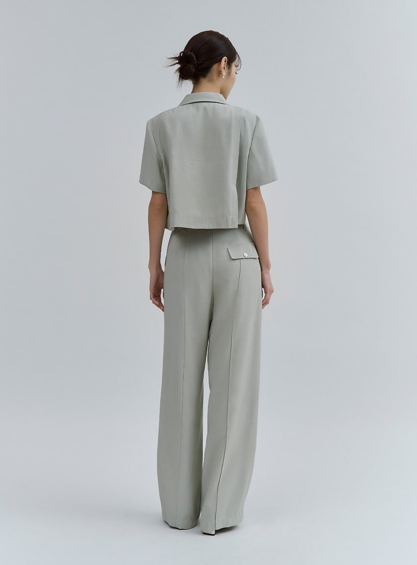 修身不對稱中線直筒褲