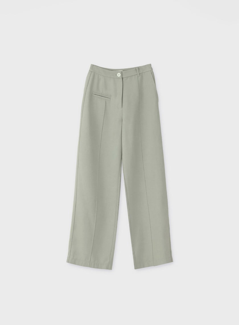 修身不對稱中線直筒褲