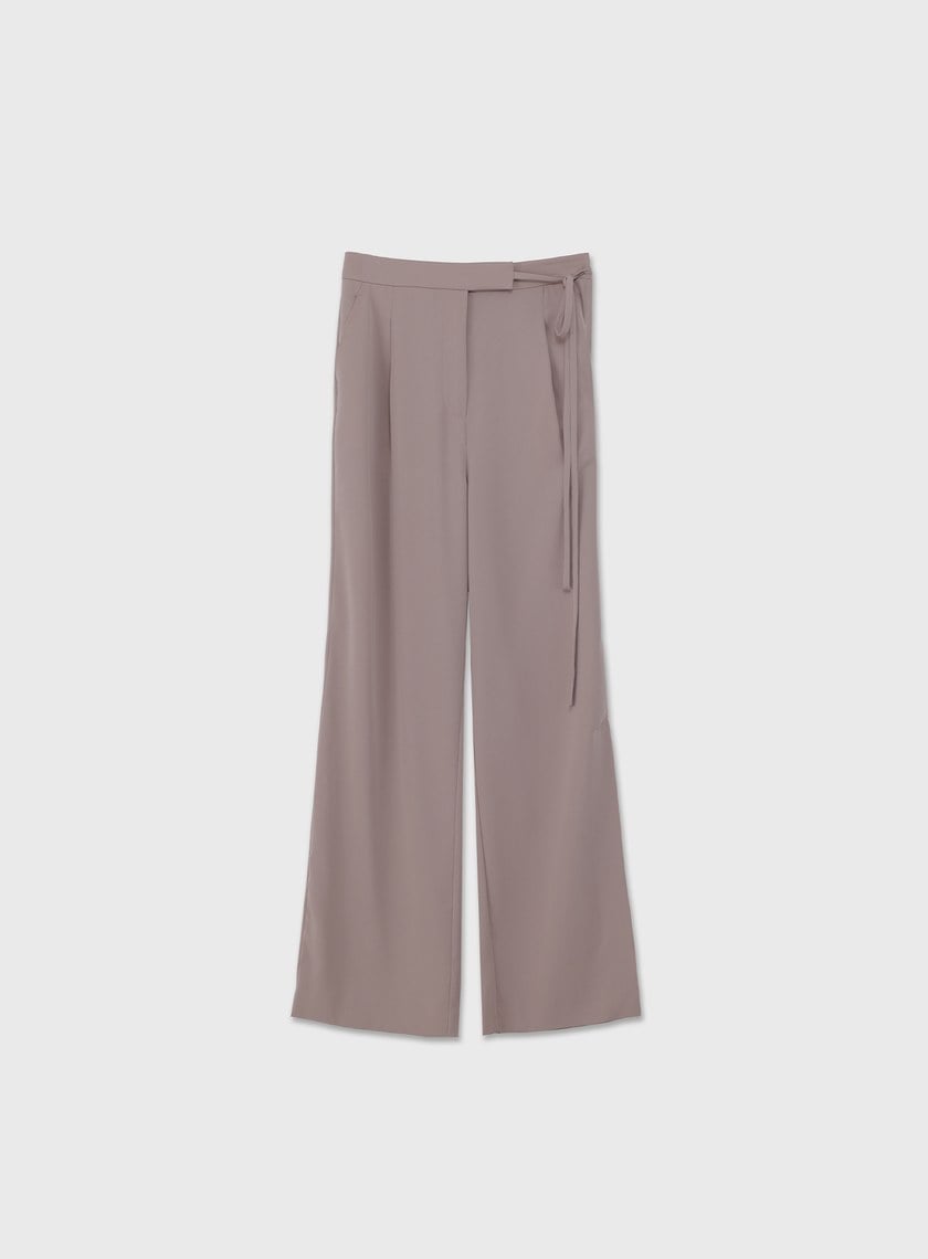 優雅輕盈綁帶直筒寬褲