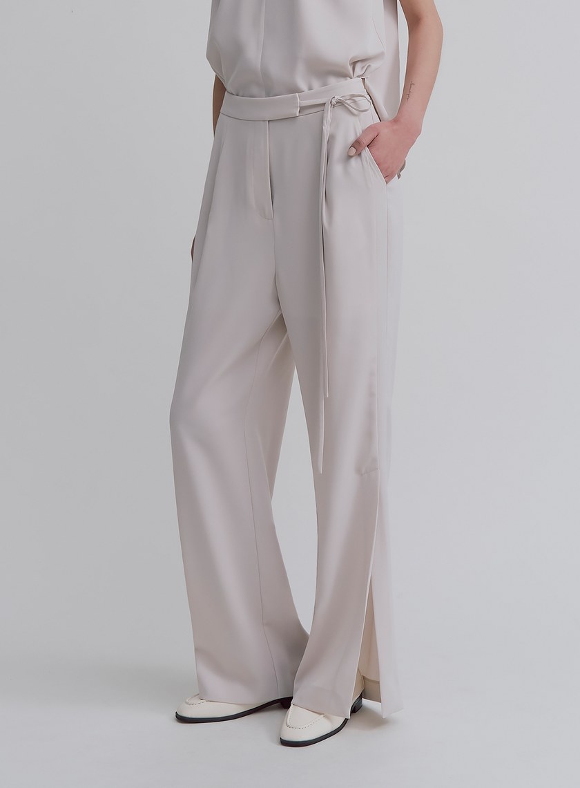 優雅輕盈綁帶直筒寬褲