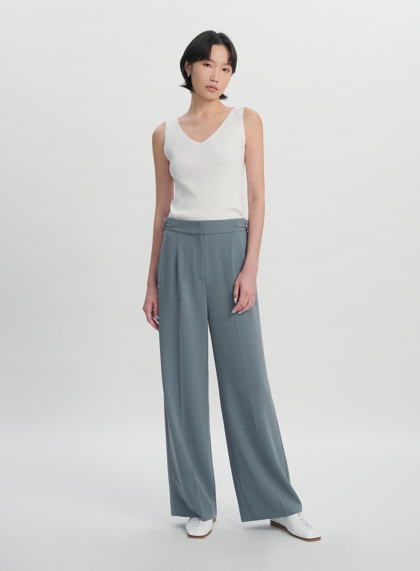 簡約側扣環直筒西裝褲