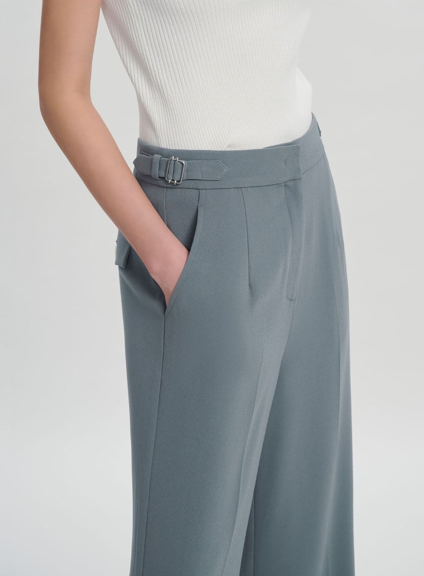 簡約側扣環直筒西裝褲