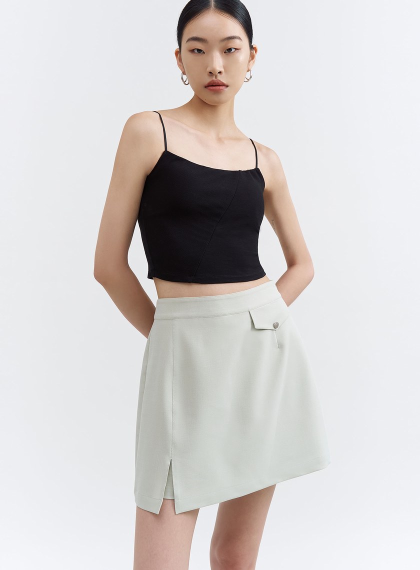 質感側開衩設計褲裙