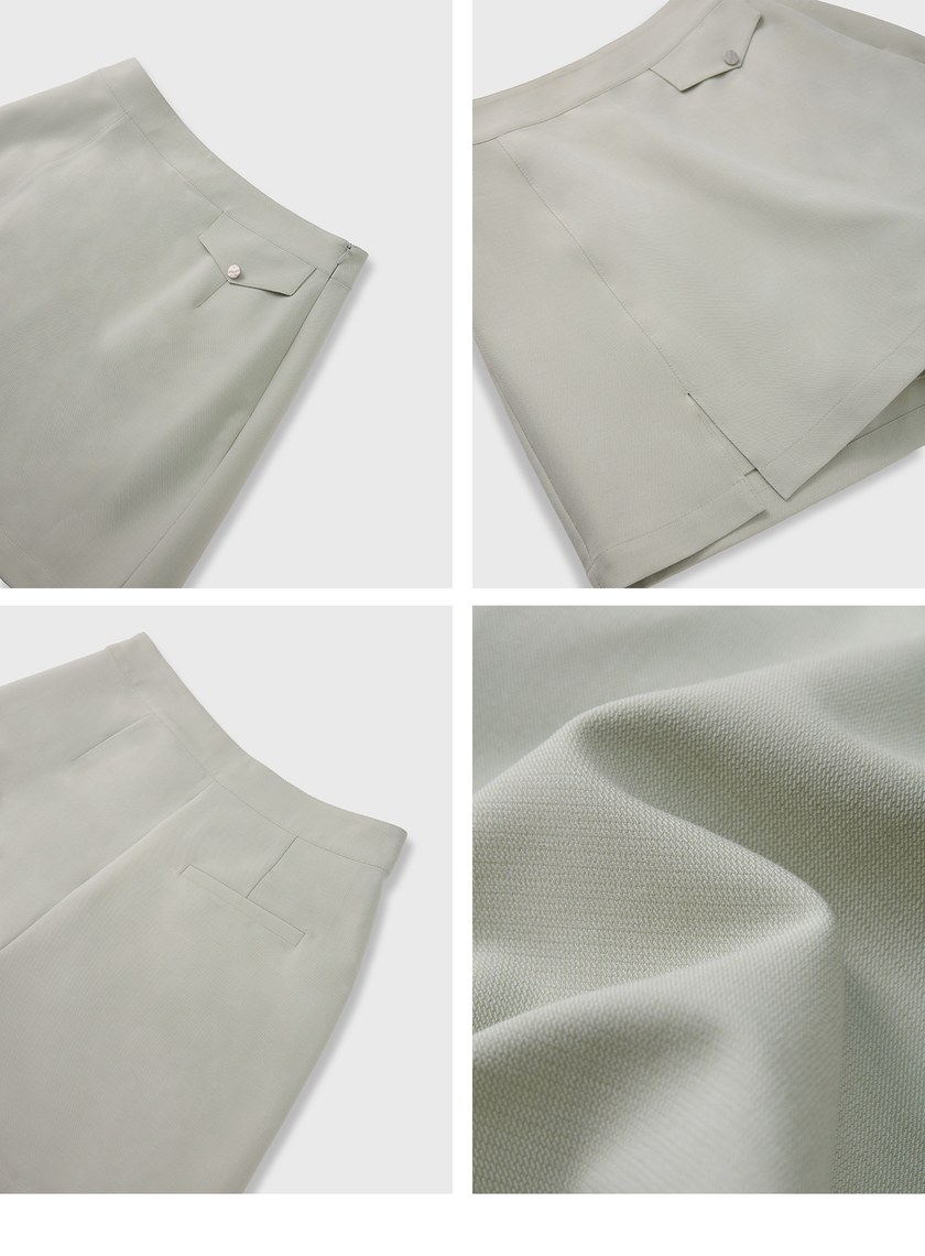 質感側開衩設計褲裙