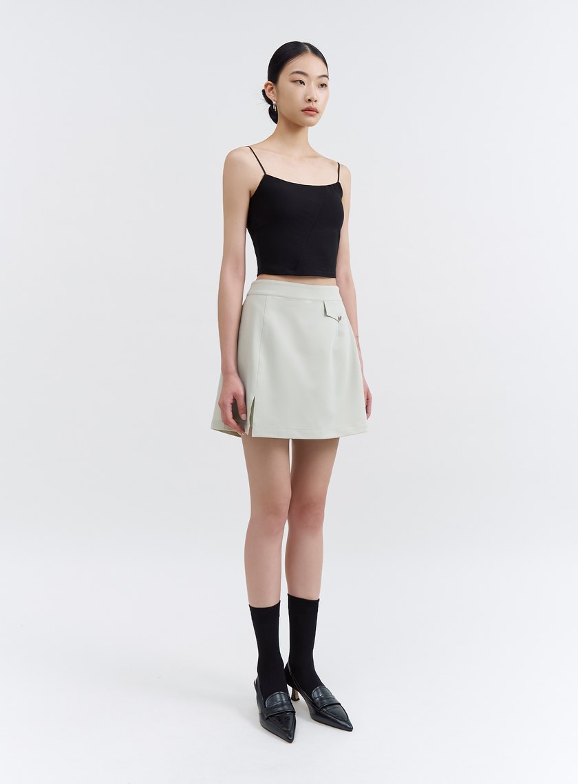 質感側開衩設計褲裙