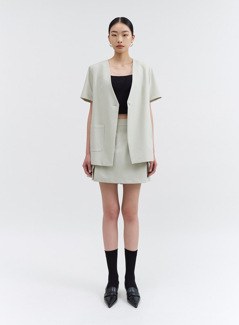 質感側開衩設計褲裙