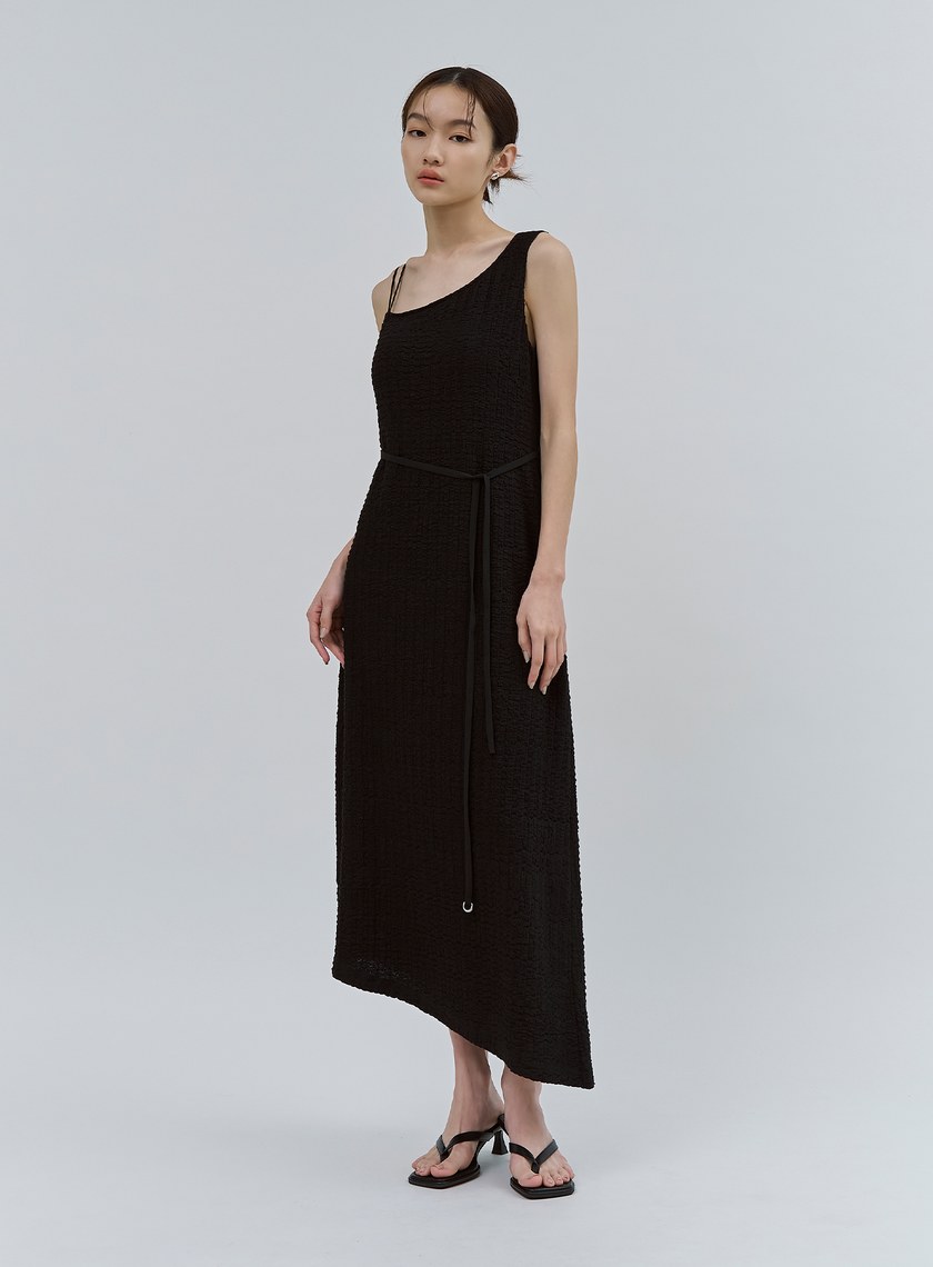 特殊肌理感斜肩BRA長洋裝