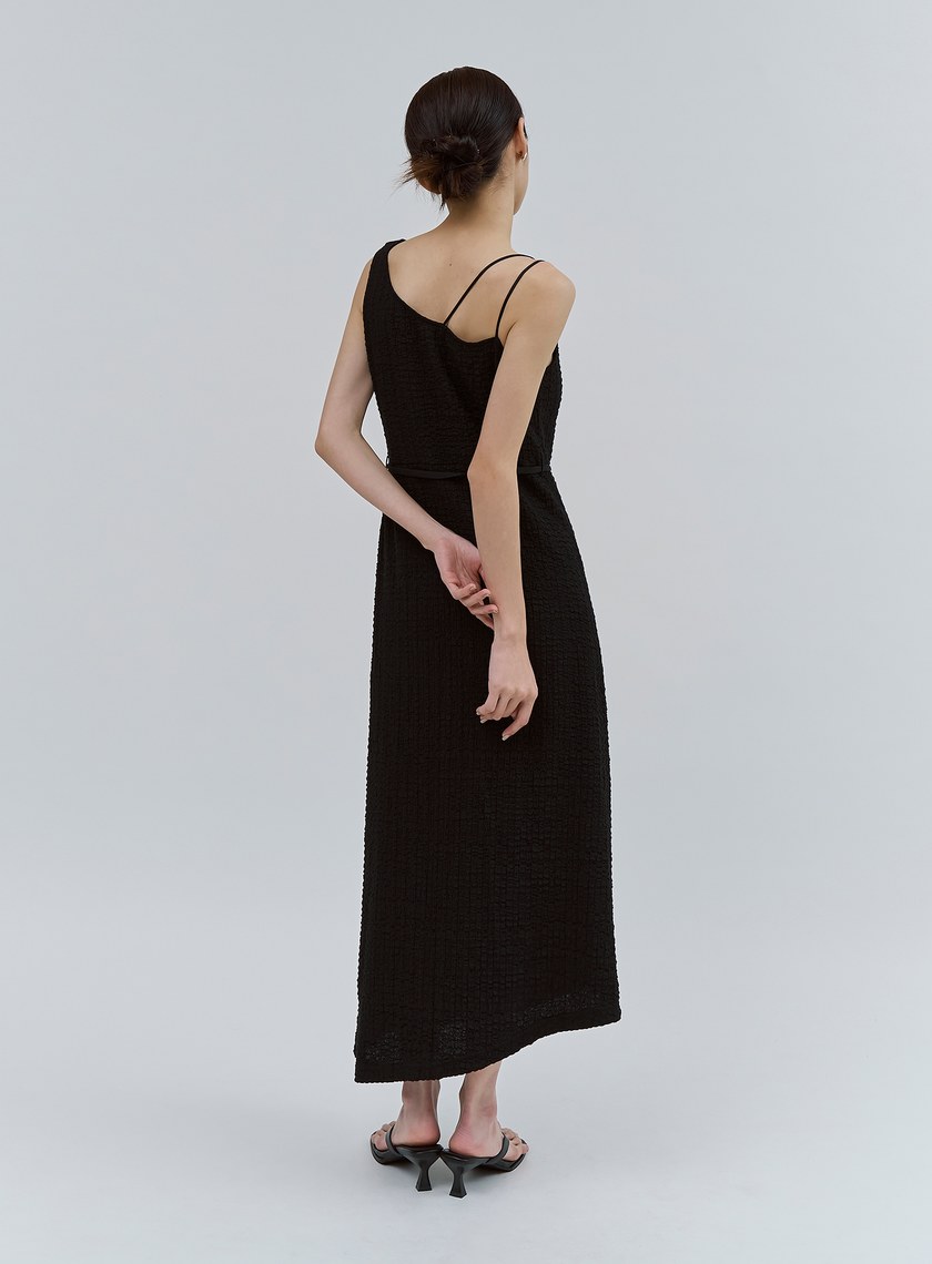 特殊肌理感斜肩BRA長洋裝