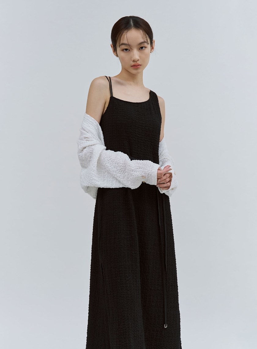 特殊肌理感斜肩BRA長洋裝