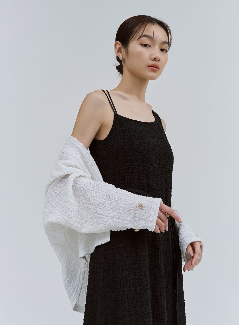 特殊肌理感斜肩BRA長洋裝